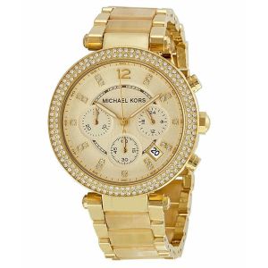 Michael Kors Parker Champagne Dial Gold Tone Chronograph Women's Watch