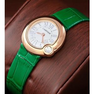 Cartier Ballon Bleu Green Leather Straps Ladies Watch
