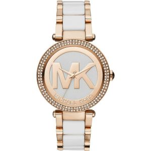 Michael Kors Parker Rose Goldtone and White Acetate Watch