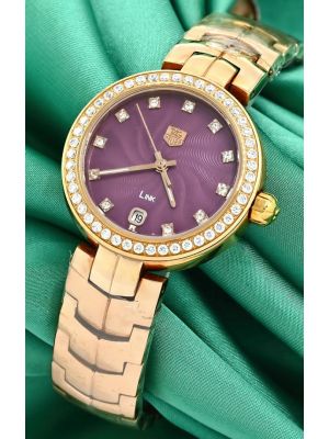 Tag Heuer Women's Link Diamond bezel Rose-Tone Watch