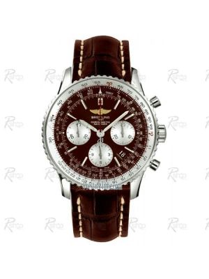 Breitling Navitimer Brown Dial Brown Leather Strap Watch 