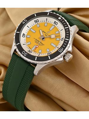 Breitling SuperOcean Automatic Yellow Dial Green Rubber Straps Watch