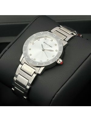 Bvlgari Silver Diamond Dial Ladies Men Watches,