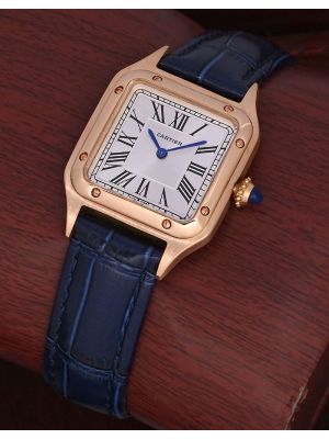 Cartier Santos Dumont Small Ladies Blue Straps Watch