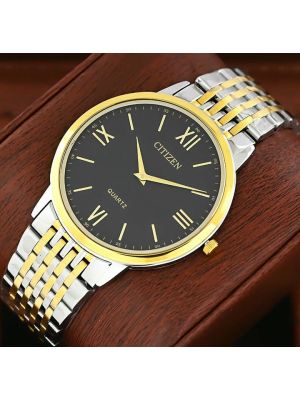 Citizen Quartz Black Dial Two Tone Watch