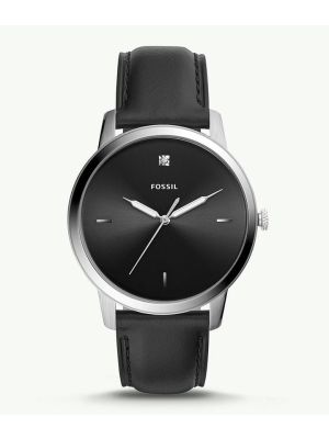 Fossil Minimalist Carbon Series Three-Hand Black Leather Watch