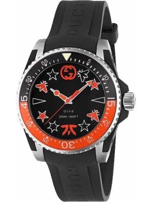 Gucci Dive Limited Edition Black Dial Black Rubber Strap Watch