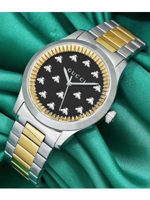 Gucci G-Timeless Black Dial Two Tone Watch