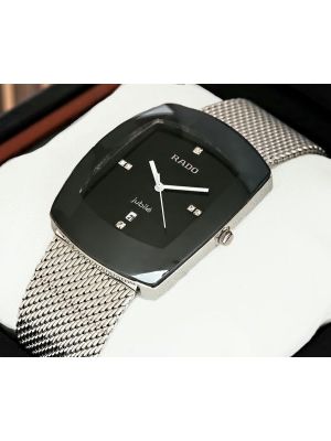 High quality replica Rado Jubilee Silver Mesh Band.Black Dial watches