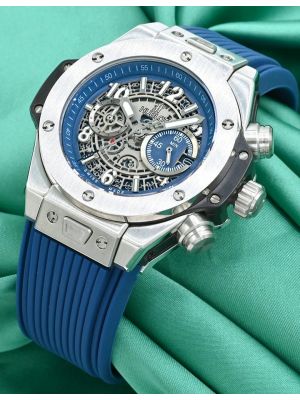 Hublot Big Bang Unico Blue Skeleton Dial Rubber Strap Watch