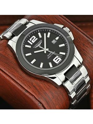 Longines Conquest Black Ceramic Mens Watch