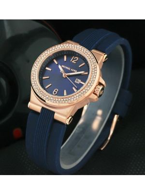 Michael Kors Women’s Mini Dylan Sporty Navy Blue Silicone Gold tone watches,