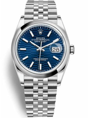 Newest Model-Rolex Datejust 36 Bright Blue Fluted Motif Dial Watch