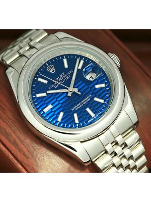 Newest Model-Rolex Datejust 41 Bright Blue Fluted Motif Dial Watch
