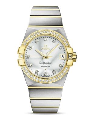 Omega Constellation Mens Chronometer Silver Diamond Watch