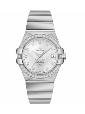 Omega Constellation Mens Chronometer Silver Diamond Watch