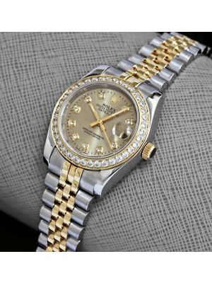Rolex Datejust Ladies 2 Tone Diamond Dial & Bezel Replica Watches in Lahore