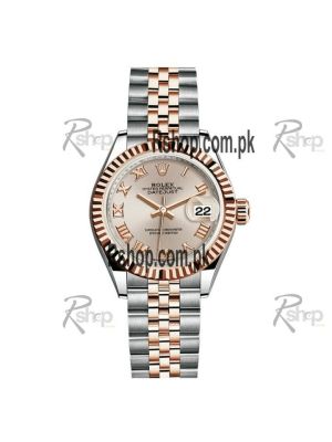 Rolex Datejust 28 Steel and Rose Gold Sundust Roman Dial Jubilee Bracelet Watch