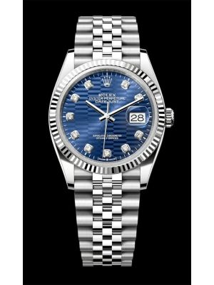 Rolex Datejust 36 Jubilee Blue Fluted Motif Diamond Dial Watch