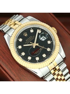 Rolex Datejust Two Tone Black Diamond DIal Watch