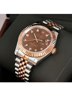 Rolex Datejust Brown Dial Two Tone Men Watch