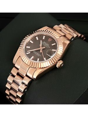 Rolex Datejust Rose Gold Chocolate Dial Ladies replica Watch