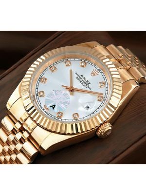 Rolex Datejust Silver Dial Everose Gold Watch