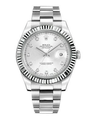 Rolex Datejust Silver Diamond Dial Watch