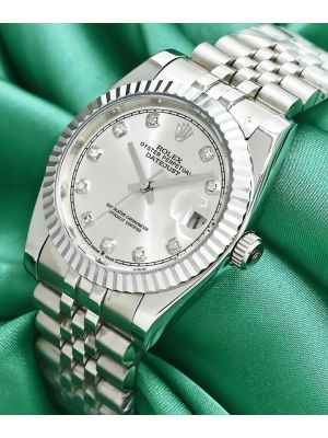 Rolex Datejust Silver Diamond Dial Watch