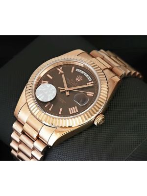 Rolex Day-Date 40 Rose Gold Brown Dial Men Watches