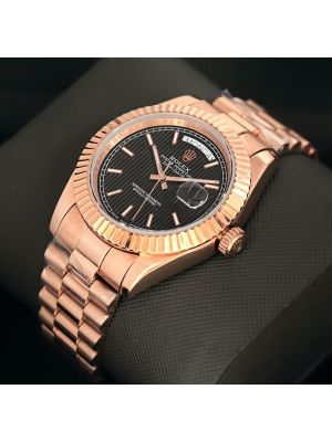 Rolex Day-Date Black Dial Everose Gold Men Watch