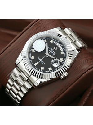 Rolex Day-Date Black Diamond Dial Men's Watch