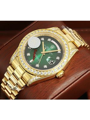 Rolex Day-Date Green Dial Diamond Swiss Watch