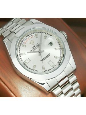 Rolex Day-Date Silver Watch