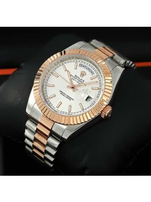 Rolex Day-Date White Stripe Men Watch
