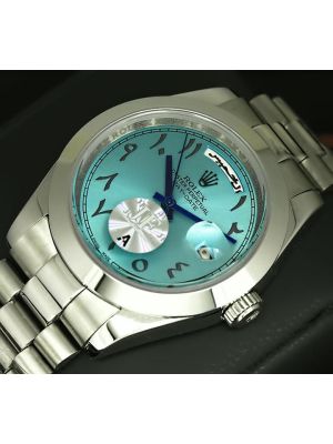 Rolex Day DateIce Blue Arabic Dial Watch