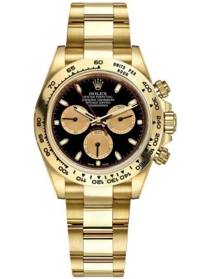 Rolex Daytona Gold Black Champagne Index Dial Watch