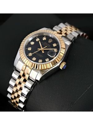 Rolex Lady-Datejust Black Dial Two Tone Watches