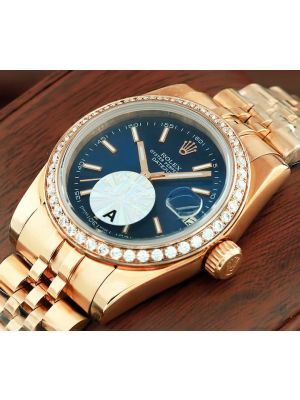 Rolex Lady-Datejust Diamond Bezel Blue Dial Watch
