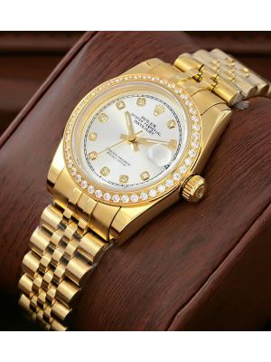 Rolex Lady-Datejust Silver Diamond Dial Watch