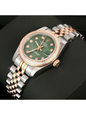 Rolex Lady Datejust Olive Green Dial Diamond Bezel Buy Online Watches