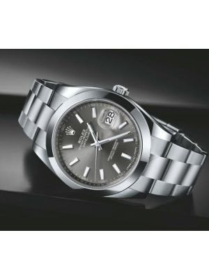 Rolex Oyster Perpetual Datejust 41 Dark Rhodium Grey Dial Black Dial Watches