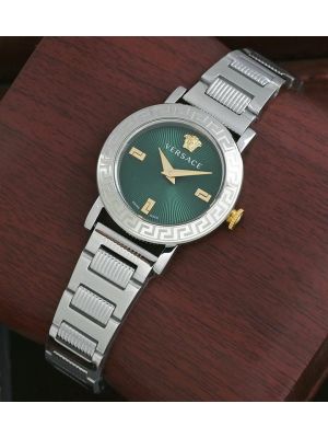 Versace Greca Petit Stud Icon Green Dial Women's Watch 