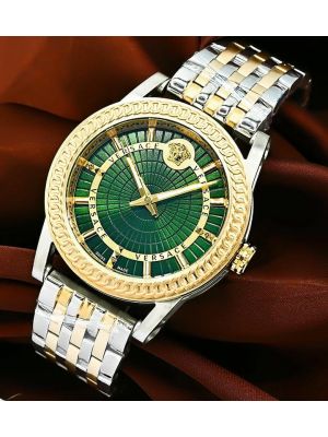 Versace Green Dial Two Tone Watch