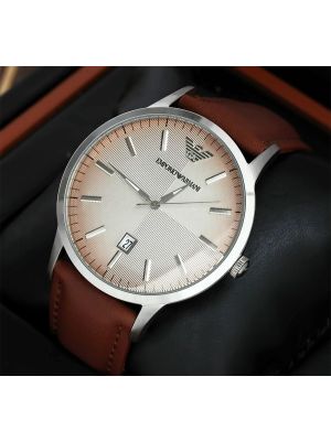 Armani Classic Textured Degrade Dial Taupe Leather Men’s  watches rates in Pakistan