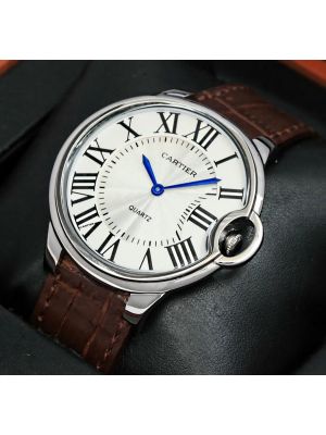 Ballon Bleu de Cartier White Dial Leather Strap  Men Watches
