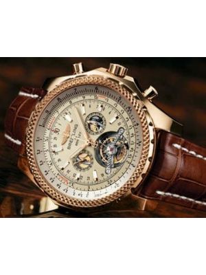 Breitling Bentley Mulliner Tourbillon White Dial Brown Leather Watch