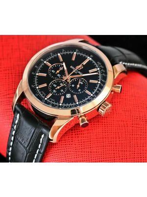 Breitling Transocean Chronograph  Black Dial Black Leather Strap watches in Pakistan