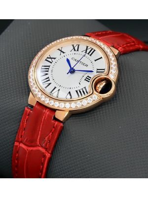 Cartier Ballon Bleu Red Straps Ladies Watch