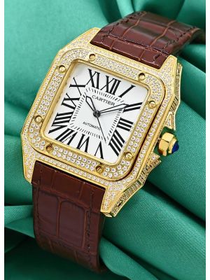 Cartier Santos 100 Diamond Bezel Watch